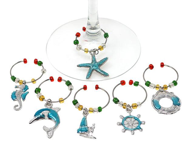 In the Sea Wine Charms S/6