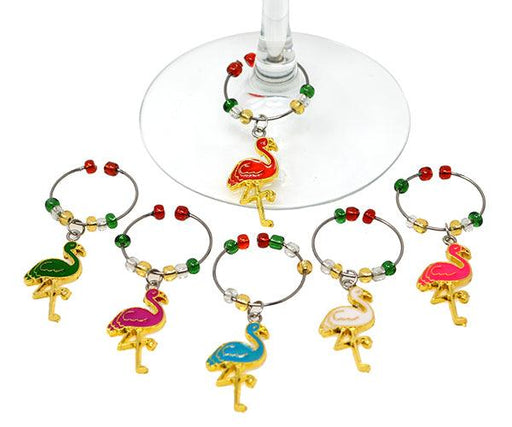 Flamingos Wine Charm Set S/6