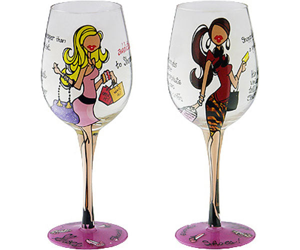 Wine Glass Addicted to Shopping