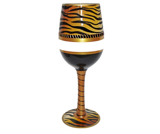 Wine Glass Deco Tiger Bottom's Up