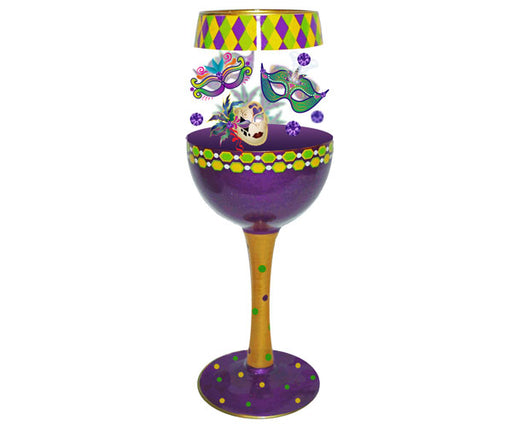 Wine Glass Mardi Gras Deux Bottom's Up