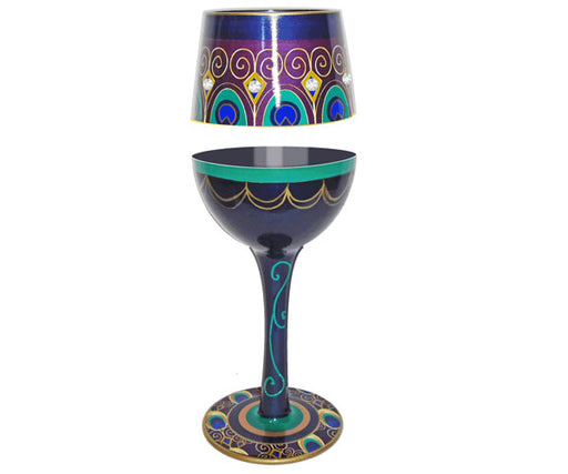 Wine Glass Peacock Bottom's Up