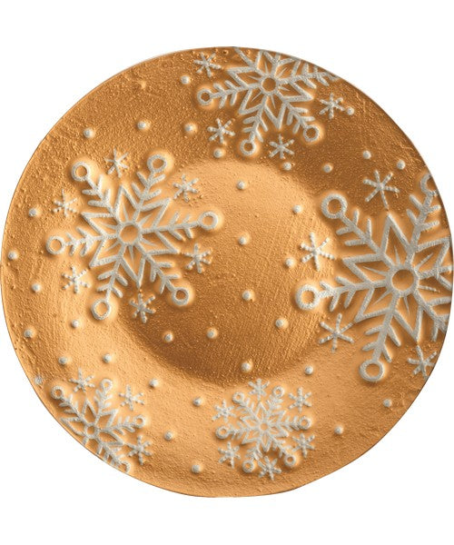 Platter- Gold Snowflakes - 12 in Round