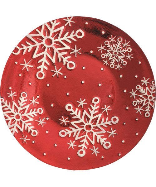 Platter - Red Snowflakes - 12 in Round