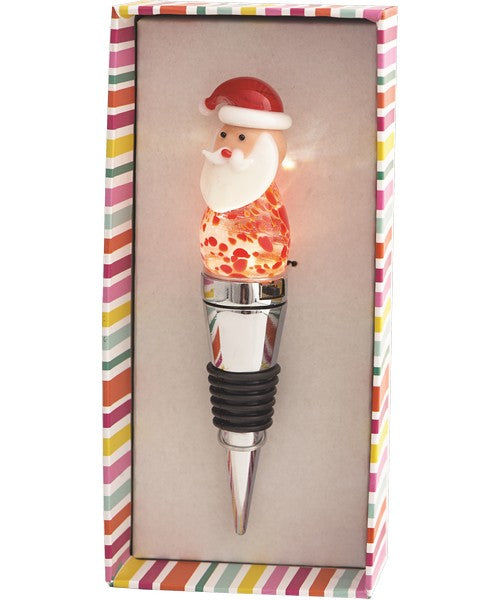 Santa Light Up Glass Bottle Stopper