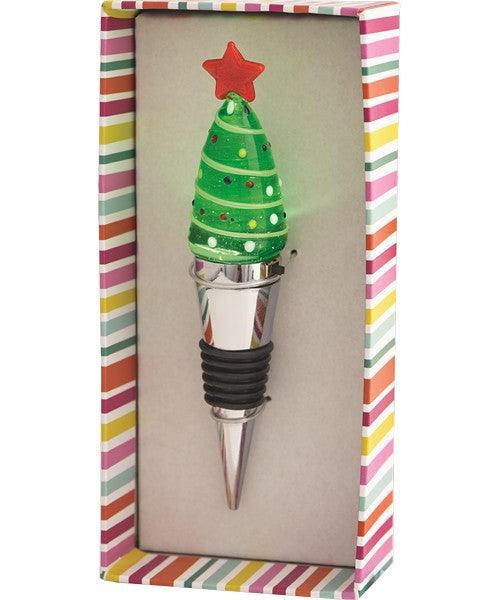 Christmas Tree Light Up Glass Bottle Stopper