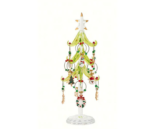 Tree - Green - 8 Inch with 12 Enamel Holiday Wine Charms GB