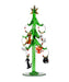 Green Glass Tree 8 inch with 9 Cat Wine Charms