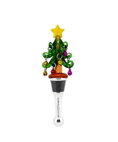 Glass Bottle Stopper Christmas Tree with Bells