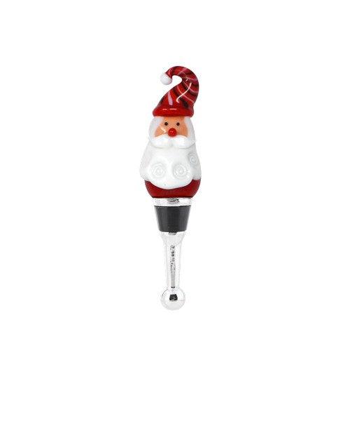 Glass Bottle Stopper Santa