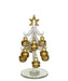 Clear Glass Tree 6 inch with 9 Champagne Colored Ornaments.