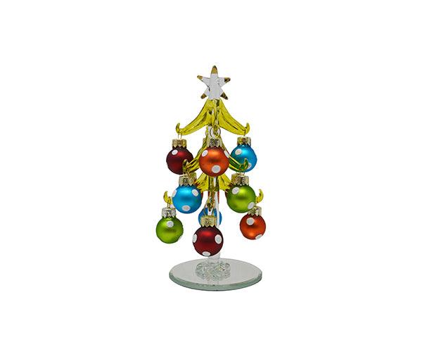 Green Tree with Polka Dot 6 inch with 12 Ornaments PVC