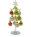 Green Tree - Red, Silver, Green, Gold Stripes 10 inch with 12 Ornaments GB