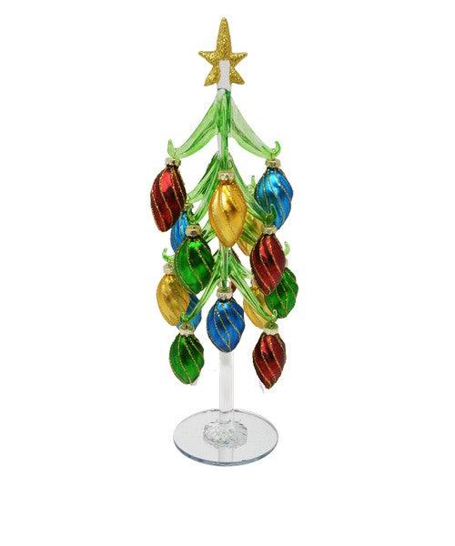 Green Tree Vintage Tear Drop 12 inch with 16 Ornaments GB