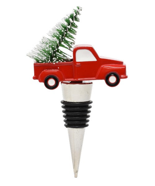 Red Christmas Truck Bottle Stopper