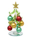 6"" Green Glass Tree with Green, Gold and Red Glossy Ornaments