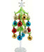 Green Glass Tree 12 inch with Multicolor Ornaments on Crystal Base