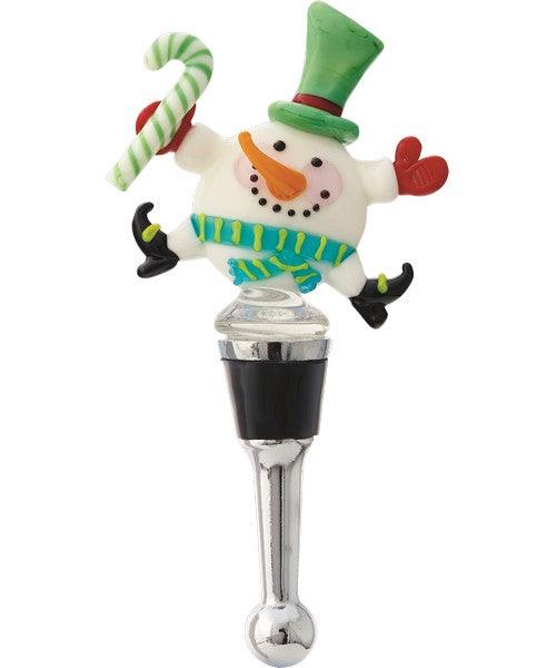 Glass Bottle Stopper Snowman