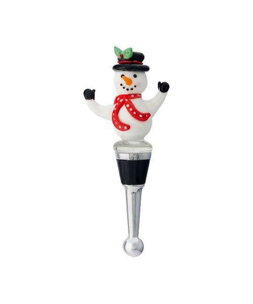 Glass Bottle Stopper Snowman