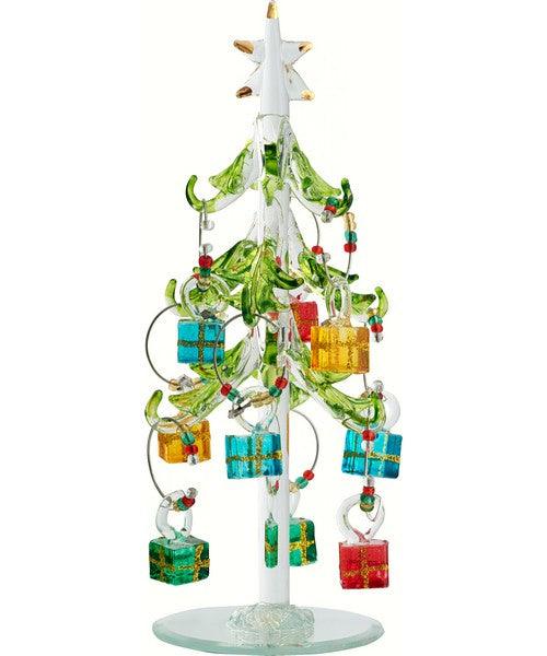 Green Glass Tree 8 inch with 9 Gift Wine Charms