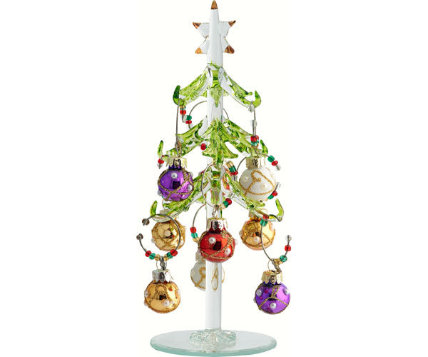 Tree - Green - 7.5 Inch - with 9 Pear Ornament Wine Charms - GB