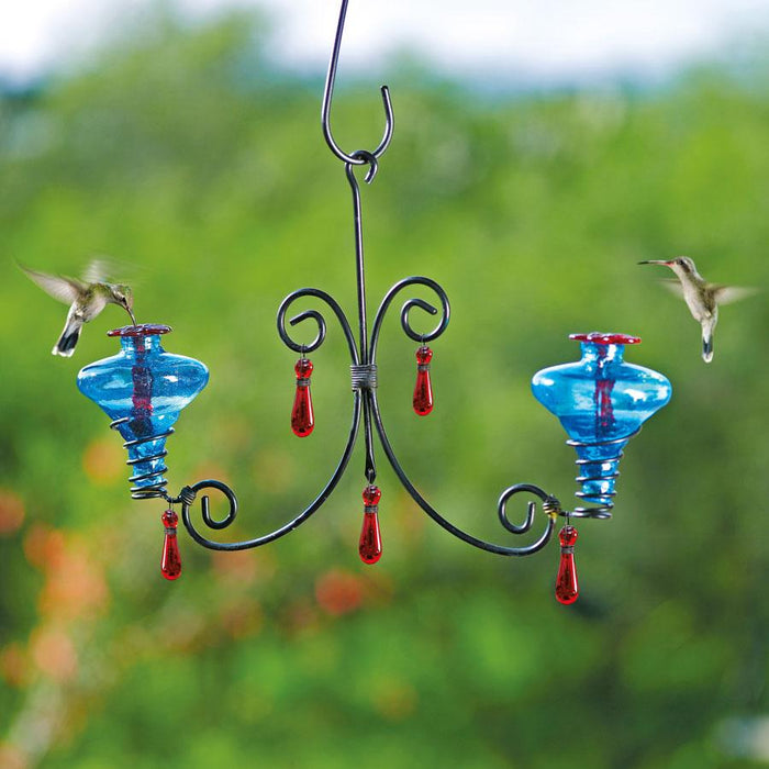 Parasol Mini Blossom Chandelier 2 Hummingbird Feeder Blue