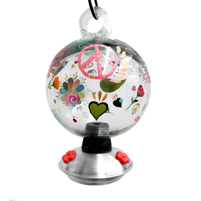 Parasol Dew Drop Peace & Love Hummingbird Feeder Aqua