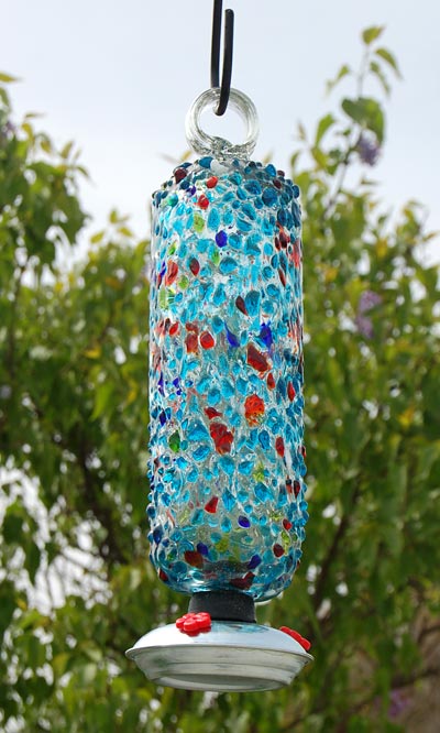 Parasol Filigree Sprinkles Hummingbird Feeder Blue Tones