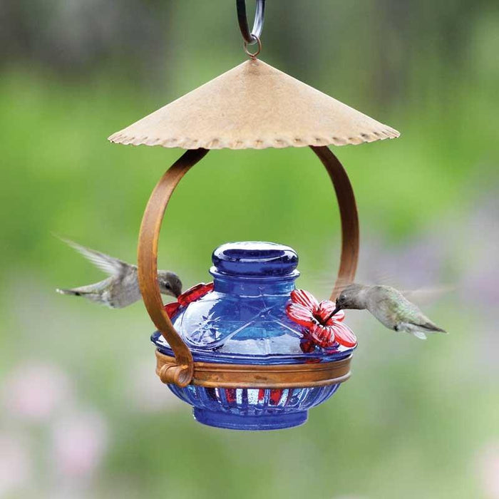 Parasol Pot de Creme Shelter Hummingbird Feeder Aqua